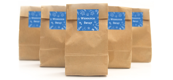 Torebki papierowe kraft Niebieskie Pierniczki , 5 szt